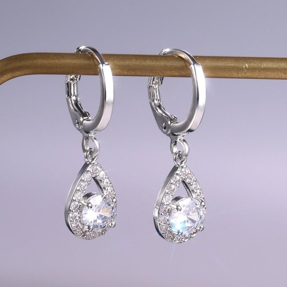 "925 Silver Plated Fashionable CZ Earrings For Women, FB16FA1148 - Picture 1 of 10